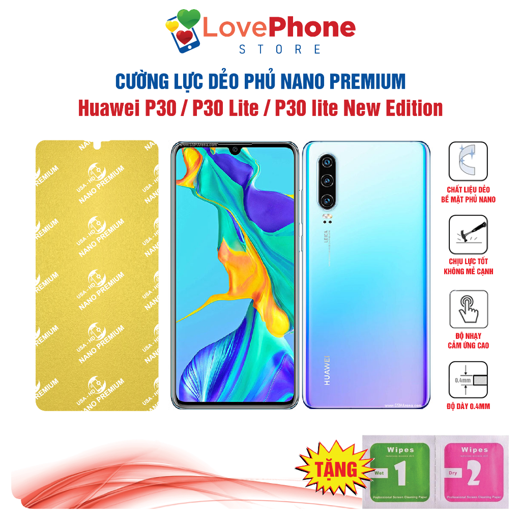 Cường lực Huawei P30 / P30 Lite / P30 Lite Edition  dẻo phủ Nano Premium chống xước bảo vệ màn hình 