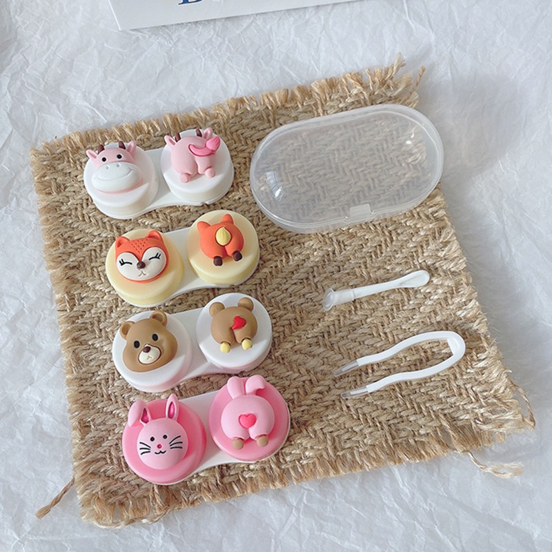 khay gương mini đựng Lens thú  cute