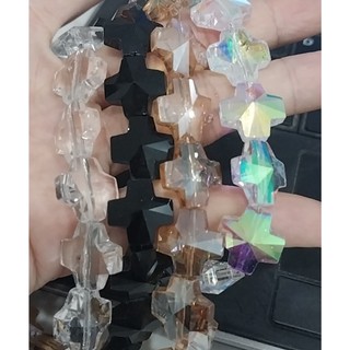 2-10 mặt charm Thánh Giá nhựa, thanh giá pha lê dùng xỏ vòng tay , vòng mân côi 14x14mm