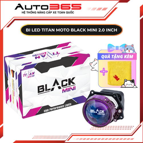 Đèn Bi Led Titan Moto Black Mini 2.0 Inch 45W 5000K Bi Cầu Dành Cho Ô tô, Moto Xe Máy - Tặng Khăn - Auto365 Chính Hãng