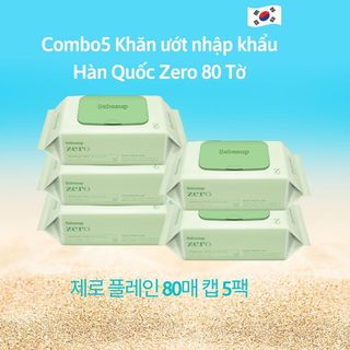 Combo 5 gói khăn giấy ướt cho bé nhập khẩu từ Hàn Quốc cho bé - Zero70
