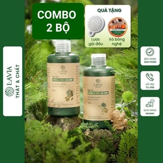 COMBO 2 BỘ dầu gội dầu xả gừng và trắc bá diệp Huyen huho LAVIA 400ml LA04 [ tặng lược gội đầu + xà bông xơ mướp