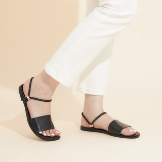 Giày MWC 2525 - Giày Sandal Đế Bệt, Giày Sandal Quai Da Ngang Bản To Đế Bệt Hot Trend