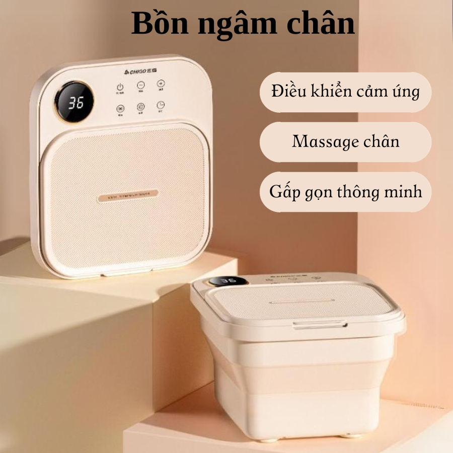 Bồn ngâm chân massage Chigo có sục khí và con lăn mát xa chân