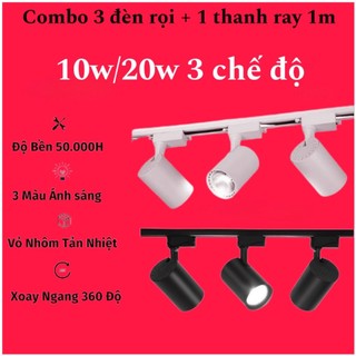 Combo 3 đèn rọi 3 chế độ + 1 thanh ray 1m