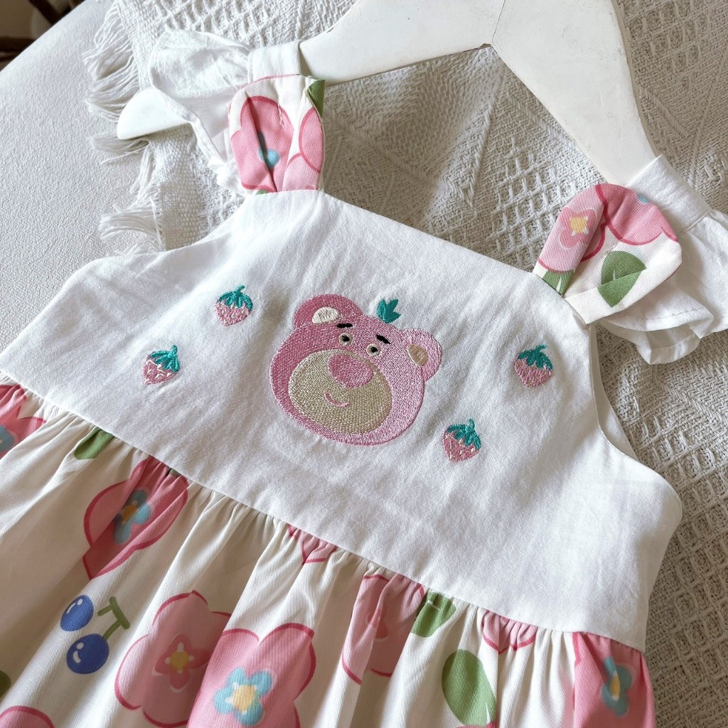 Váy bé gái NRA07 tai thỏ ,mèo thêu hoạ tiết  Ngò Rí Store