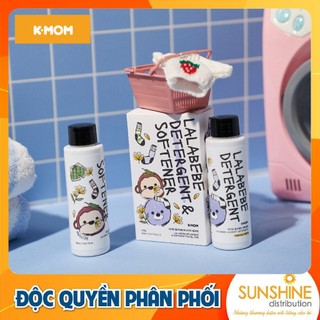 Bộ mini nước giặt và xả thuần chay Lalabebe K-mom Hàn Quốc hương mộc lan chai 90ml