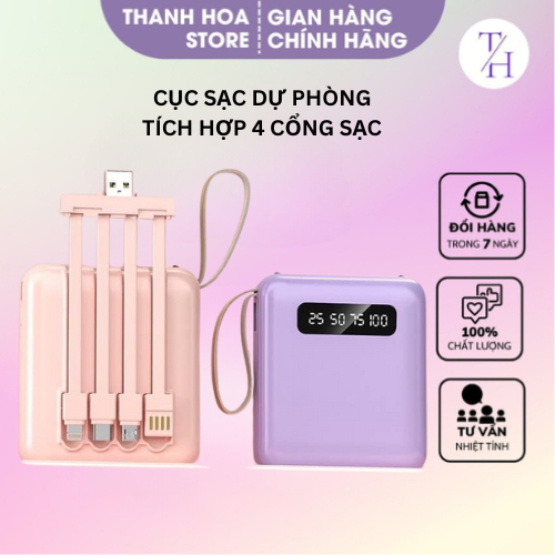 Sạc Dự Phòng 20000mAh Tích Hợp 4 Cổng Sạc - Pin Dự Phòng Mini Màn Hình Led Bảo Hành 6 Tháng