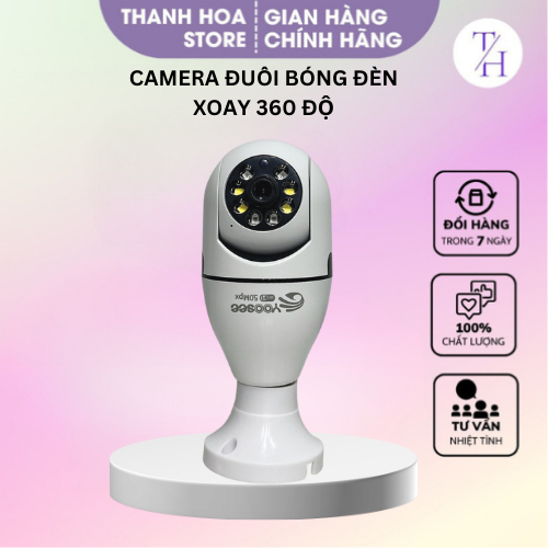 Camera Yoosee Wifi Yoosee 8 LED Đuôi Bóng Đèn Xoay 360 Độ 5.0Mps - 1080P Bảo Hành 6 Tháng