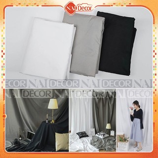 [Tặng Móc Treo] Phông vải trơn Nai Decor chụp ảnh tông Trắng - Đen - Xám(Nhiều Size), phông nền livestream, background