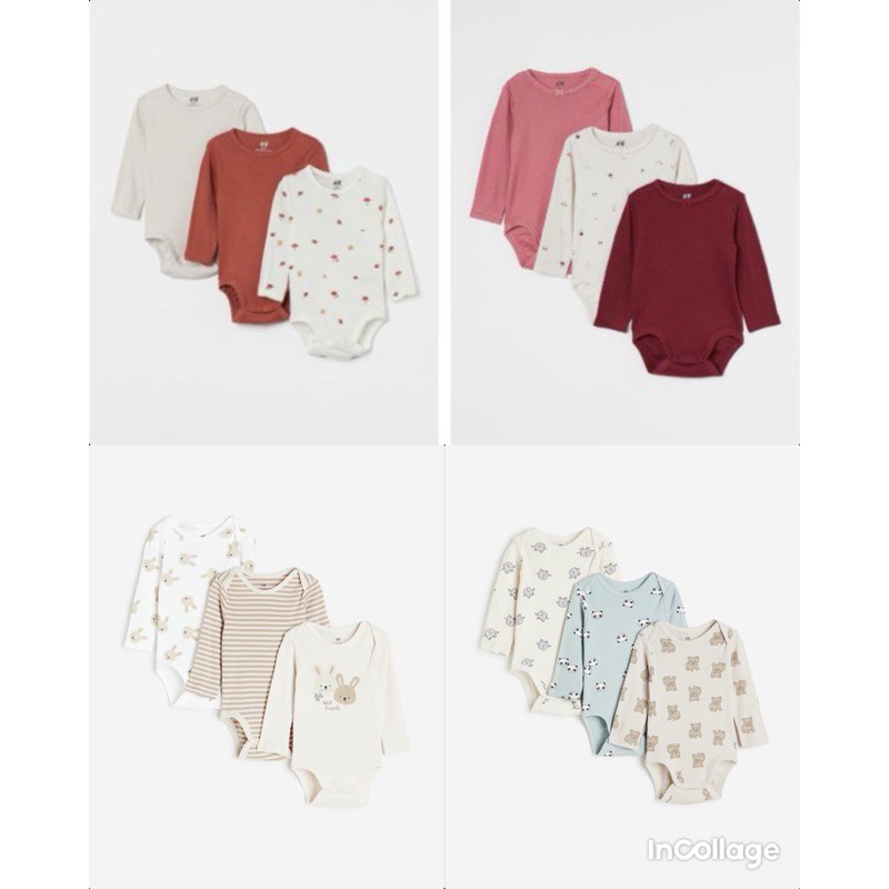 (050)Set 3 bodysuit dài tay HM auth