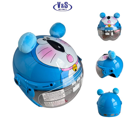 Mũ bảo hiểm trẻ em có kính - Phù hợp với bé nặng dưới 18Kg - Vòng đầu 50-52cm - V&S Helmet - VS103KS Doremon xanh dương