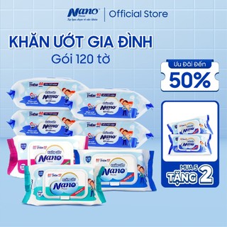  Khăn ướt gia đình 80+40 miếng, Khăn giấy ướt Nano cho bé 120 tờ an toàn không mùi có mùi - Nano Tissue