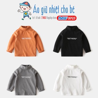 Áo giữ nhiệt cho bé WAPYPY áo thun cổ lọ 3 phân họa tiết chữ đáng yêu chất cotton hàng xuất Âu Mỹ
