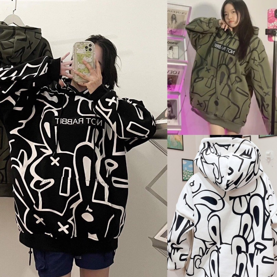 Áo Khoác Hoodie NOT RABBIT - Adidas x TOMMY Stussy Chất Nỉ Dày Dặn Cao Cấp Có Mũ - Áo Hoodie Khoá Kéo Phong Cách