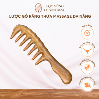 Lược Gỗ Thơm Răng Thưa Mát Xa Đa Năng Chải Tóc Thư Giãn Hàng Ngày | LƯỢC SỪNG THANH MAI