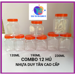 (Giá Sỉ HCM) Combo 12 Lọ Nhựa Đựng Gia Vị - Hũ Đựng Muối Tôm Vuông Nắp Đỏ - Nhựa Duy Tân Cao Cấp