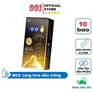 Bao Cao Su Long love siêu mỏng, bcs 001, kéo dài thời gian quan hệ,nhiều gel bôi trơn, Hộp 10c - 001STORE