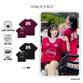 Áo thun Jersey thể thao phong cách blokecore form rộng phối cổ ATPD001836 Miucho sport in typography