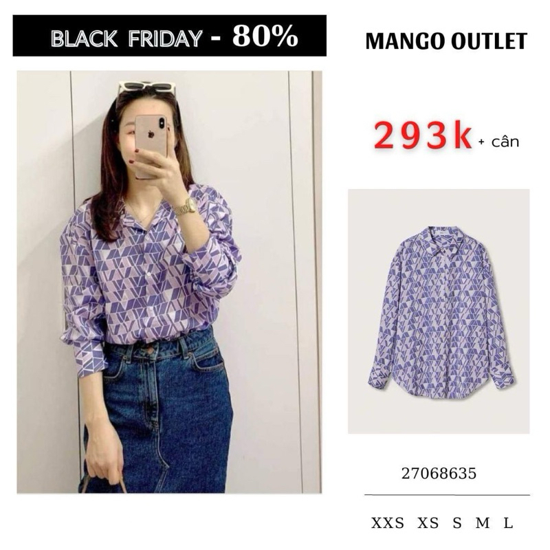 Áo sơ mi nữ Mango Auth giá Sale