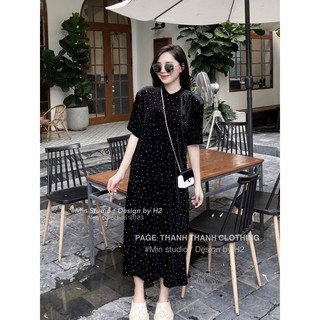 Đầm Nhung Mềm Mát Đính Đá Sáng Dáng Dài