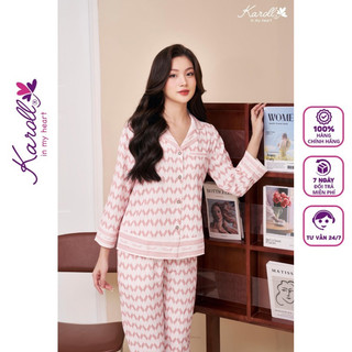 Đồ bộ nữ mặc nhà Jcvcoll - Karoll NH23.091 LỤA LUXURY HÌNH
