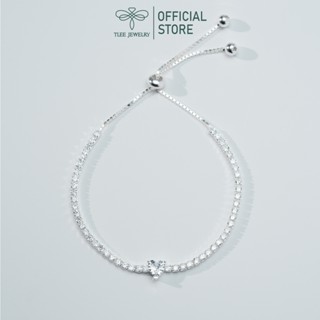 Lắc tay bạc nữ TLEE, vòng tay full dải đá mặt tim nữ tính TLEE JEWELRY LT0194