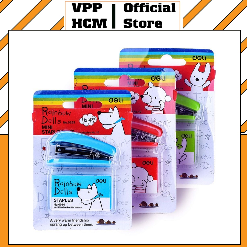 Bấm kim mini số 10 Deli 0253 - Dập ghim số 10 mini Deli 0253 (kèm hộp ghim)