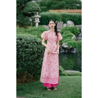 OLV - Quần lụa phối với áo dài Pink Culottes