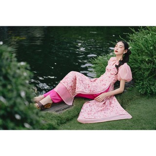 OLV - Quần lụa phối với áo dài Pink Culottes