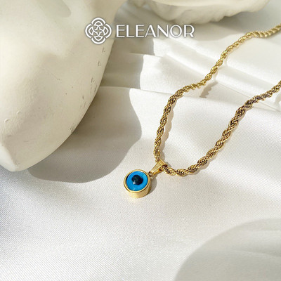 Dây chuyền nữ titan Eleanor Accessories mặt tròn hình mắt xanh phụ kiện trang sức vòng cổ 5384