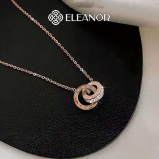 Dây chuyền nữ titan Eleanor Accessories đính đá vòng cổ khắc số la mã phụ kiện trang sức 3468