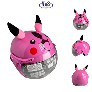 Nón bảo hiểm trẻ em có kính siêu dễ thương dành cho bé gái từ 2 đến 5 tuổi - V&S Helmet - Pikachu hồng phấn - VS103KS