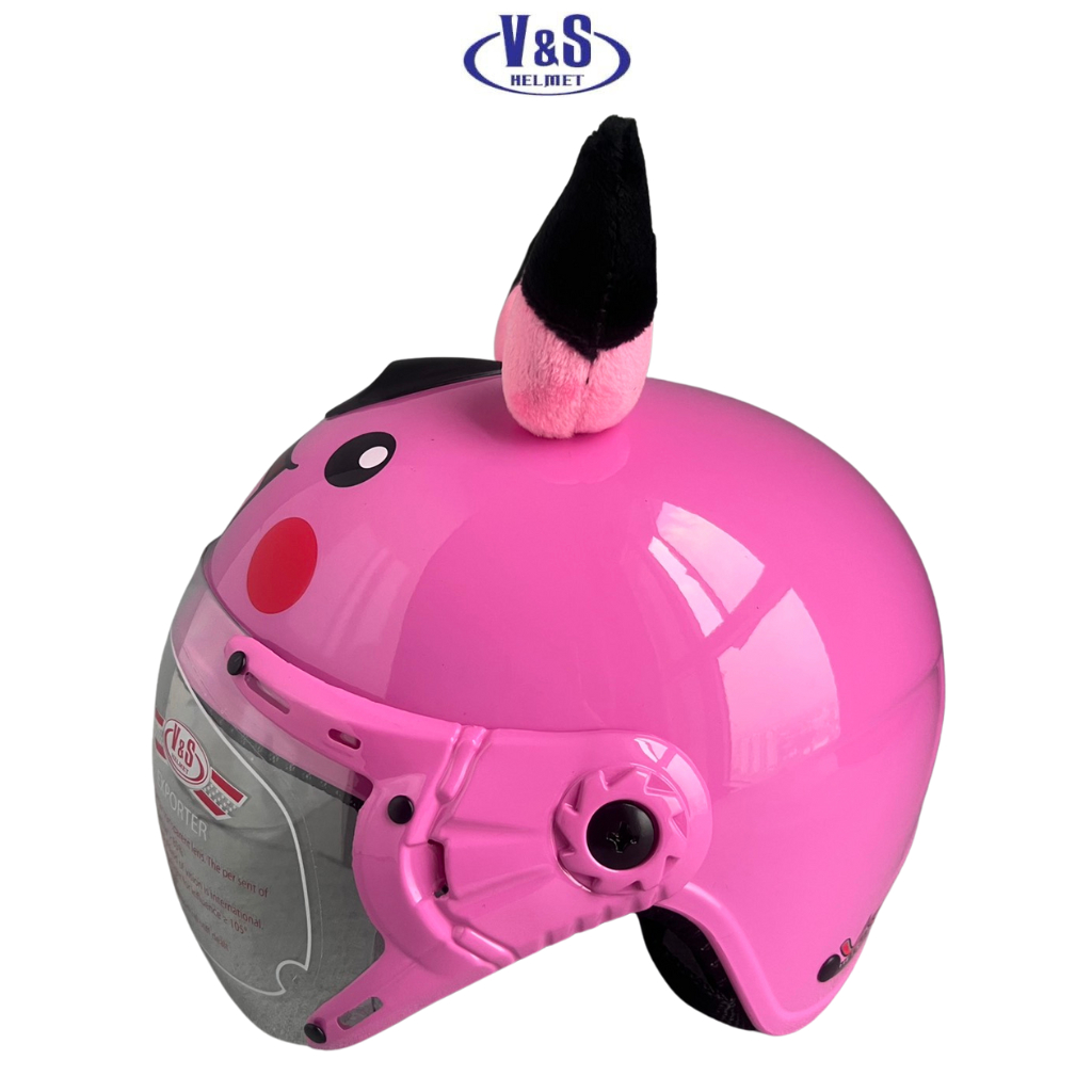 Nón bảo hiểm trẻ em có kính siêu dễ thương dành cho bé gái từ 2 đến 5 tuổi - V&S Helmet - Pikachu hồng phấn - VS103KS