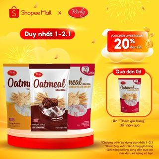 Combo 15 bánh yến mạch mini Oatmeal Richy mix 3 vị túi 32g