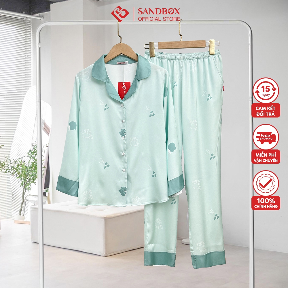 Bộ Đồ Ngủ Nữ Pijama Dài Tay Lụa Satin Cao Cấp Họa Tiết Đẹp Chất Liệu Mát Mềm Mịn Thấm Hút