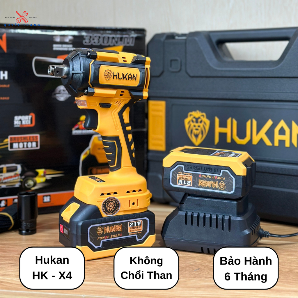 Máy Bắn Bulong Pin HUKAN X4 Pro đầu 2 trong 1, lực siết 330N.m - HUKAN VIỆT NAM