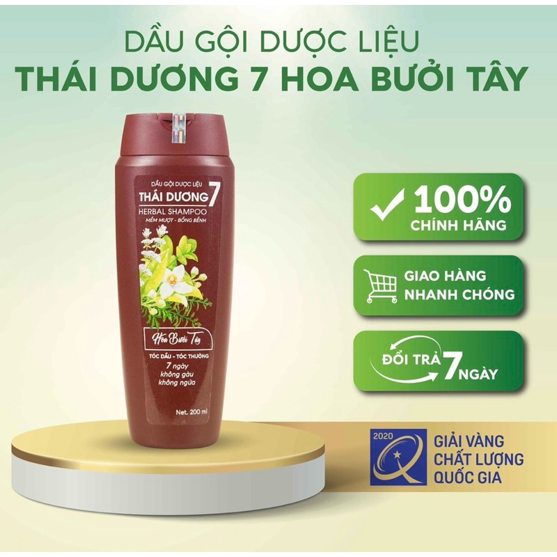 Mới-Dầu Gội Dược Liệu Thái Dương 7 Hương Hoa Bưởi Tây 200ml