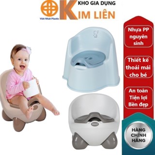 Bô gấu HOKORI nhựa VIỆT NHẬT cao cấp cho bé đi vệ sinh - Có tựa lưng, nắp, ruột tháo rời - Chính hãng 5458+5460