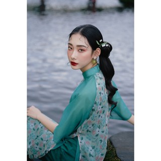 OLV - Quần lụa phối với áo dài Green Culottes
