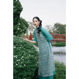OLV - Quần lụa phối với áo dài Green Culottes