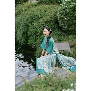 OLV - Quần lụa phối với áo dài Green Culottes