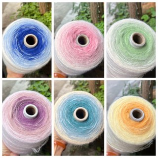 Len morhair cầu vồng, bánh len cầu vồng dùng đan móc áo cối to 500g