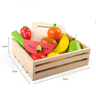 Đồ chơi nhà bếp cắt trái cây bằng gỗ từ tính kèm khay đựng, đồ chơi nấu ăn bằng gỗ, giáo cụ mầm non