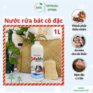 Nước rửa bát sinh học Safelife, chai 1L cô đặc, an toàn cho sức khỏe, không hại da tay, vận chuyển dễ dàng
