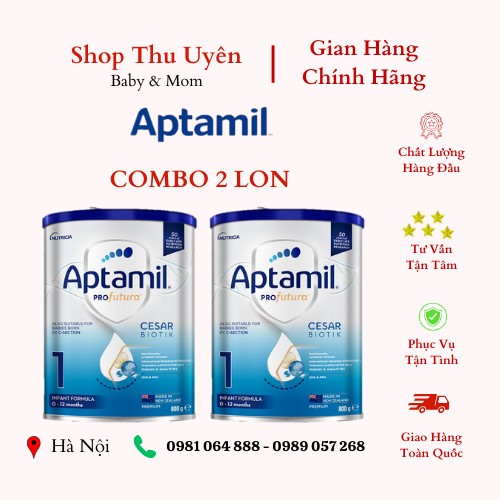 COMBO 2 LON Sữa Aptamil New Zealand Lon 380g 800g Đủ Số Date Xa Có Tem Phụ