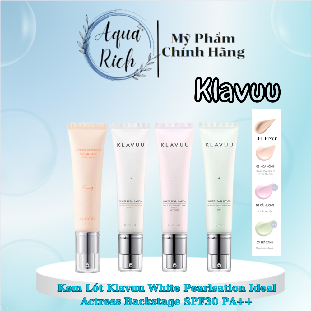 Kem Lót Klavuu White Pearlsation Ideal Actress Backstage Cream SPF30 PA++ [Mint - Lavender - Rose - Fixing]