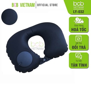 Gối Ngủ Chữ U Văn Phòng Du Lịch Bằng Hơi Có Dụng Cụ Bơm Ấn Tự Động Tiện Lợi Có Thể Xếp Gọn Kích cỡ 46x29cm LY-032