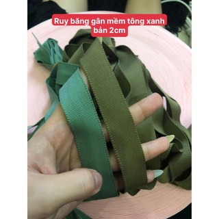 Ruy băng gân mềm tông xanh bản 2cm