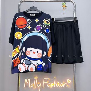 Set đồ bộ hoạt hình ❤️ Bộ mặc nhà Cartoon SPACE RORO form rộng Freesize Molly Fashion